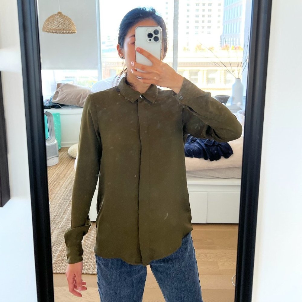 H&M Moss Green Button Up / Blouse